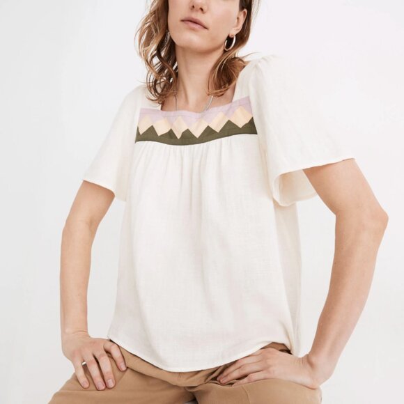 MADEWELL Patchwork Square-Neck Top - Picture 1 of 7